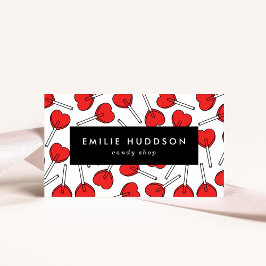 Red Lollipops, Heart Lollipops, Lolly, Candy Shop Visitenkarte