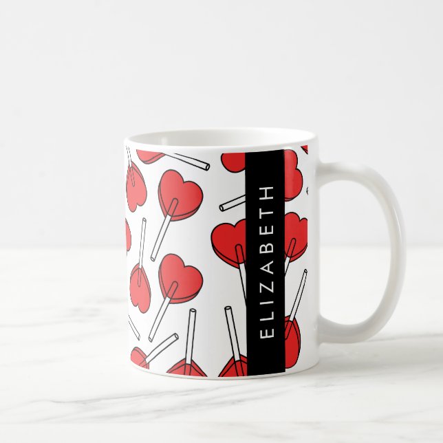 Red Lollipops, Heart Lollipops, Lolly, Your Name Kaffeetasse (Rechts)