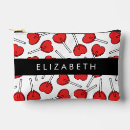 Red Lollipops, Heart Lollipops, Lolly, Your Name Zubehörtasche