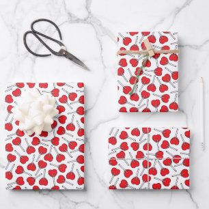 Red Lollipops, Herz Lollipops, Lollipop Muster Geschenkpapier Set