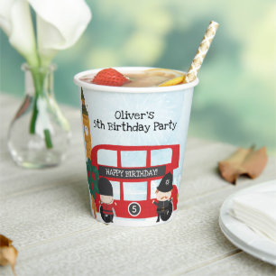 Red London Bus and Clock Tower Kindergeburtstag Pa Pappbecher