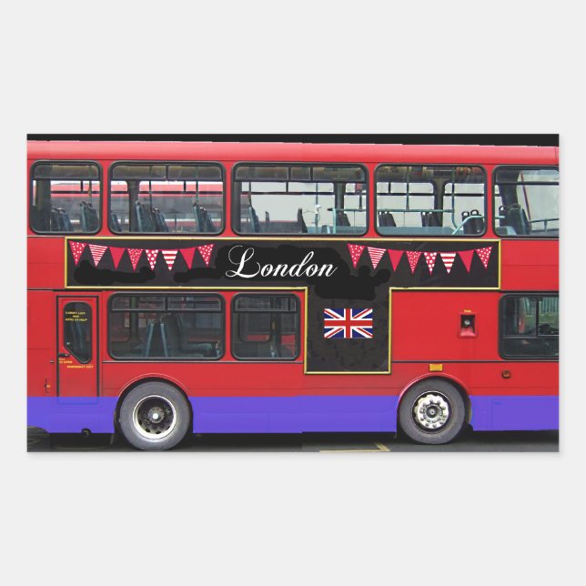 Red London Bus Rechteckiger Aufkleber (Vorderseite)