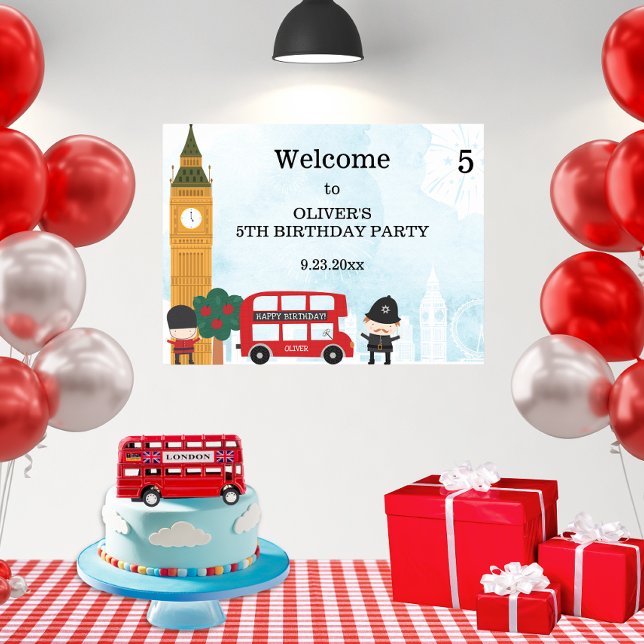 Red London Bus und Uhrturm Geburtstag Willkommen Poster (Von Creator hochgeladen)