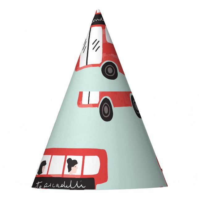 Red London Bus Vintages Muster Partyhütchen (Vorderseite)