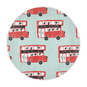 Red London Bus Vintages Muster Schneidebrett