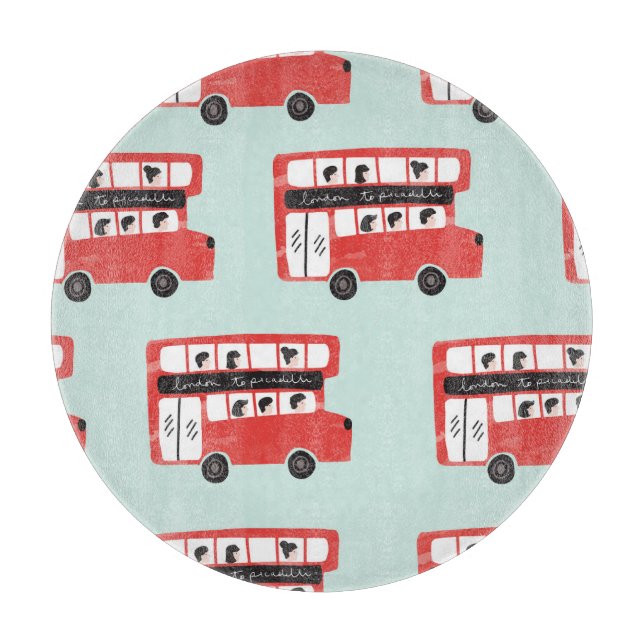 Red London Bus Vintages Muster Schneidebrett (Vorderseite)