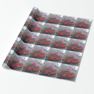 Red London Bus Wrapping Paper Geschenkpapier