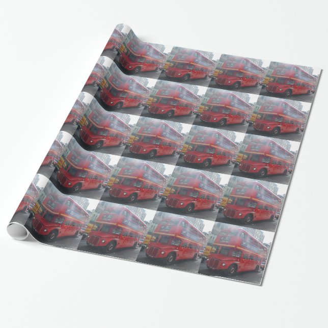 Red London Bus Wrapping Paper Geschenkpapier (Ungerollt)