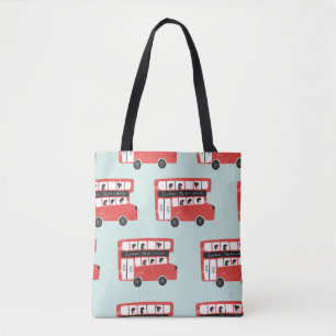 Red London Doppeldecker Bus Nahtloses Muster vint