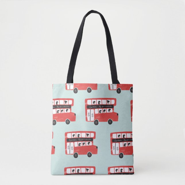 Red London Doppeldecker Bus Nahtloses Muster vint (Vorderseite)