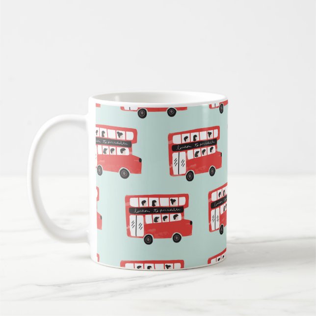 Red London Doppeldecker Bus Nahtloses Muster vint Kaffeetasse (Links)