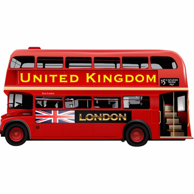 Red London Double Decker Bus Cutout Fotoskulptur Magnet (Vorne)