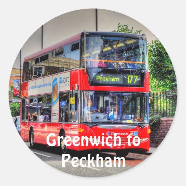 Red London Double Decker Bus - England, Großbritan Runder Aufkleber (Vorderseite)