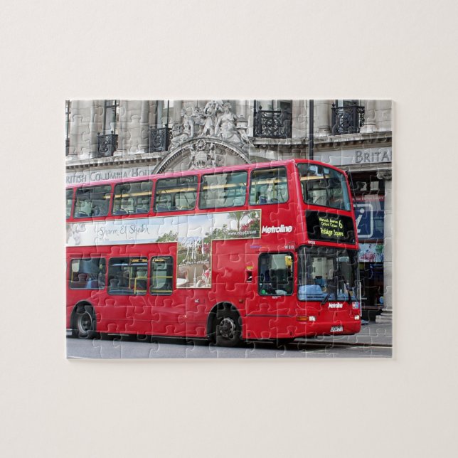 Red London Double Decker Bus, England Puzzle (Horizontal)