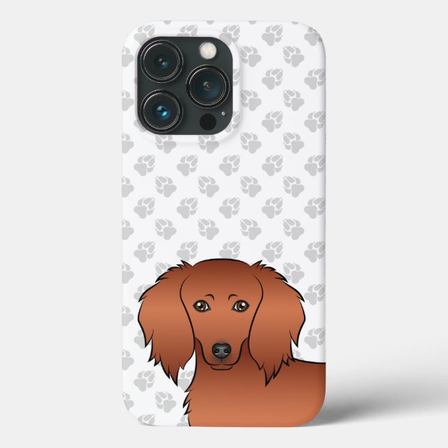 Red Long Hair Dackel Niedlich Cartoon Dog Case-Mate iPhone Hülle (Rückseite)