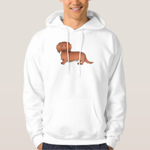 Red Long Hair Dackel Niedlich Cartoon Dog Hoodie
