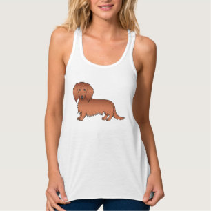 Red Long Hair Dackel Niedlich Cartoon Dog Tank Top