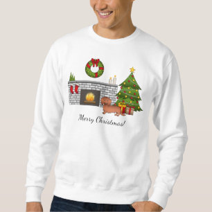 Red Long Hair Dackel Niedlich Hund - Weihnachtsrau Sweatshirt