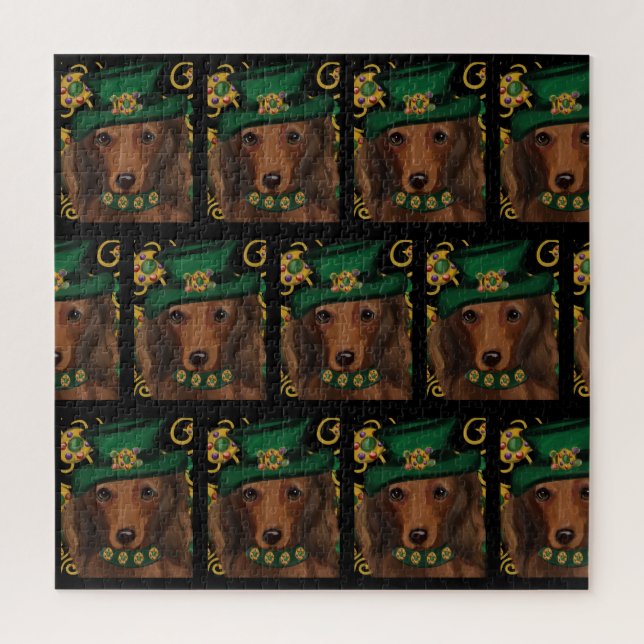 Red Long Hair Dackel Puzzle (Vertikal)