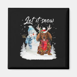 Red Long Hair Dackel Santa Dog Weihnachtsschnee Magnet