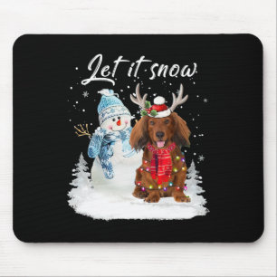 Red Long Hair Dackel Santa Dog Weihnachtsschnee Mousepad