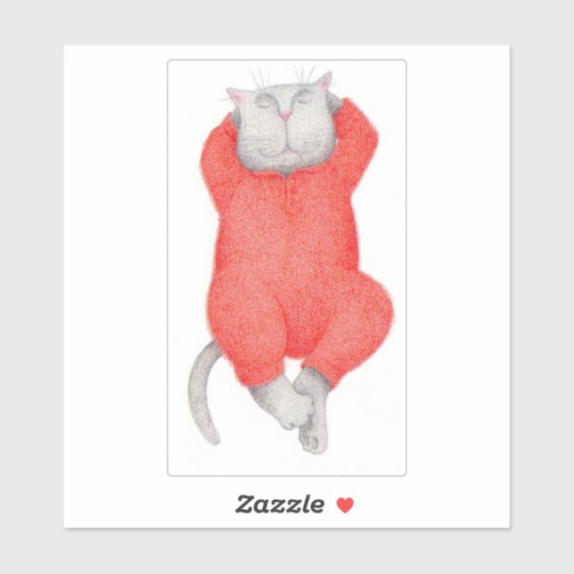 RED LONG JOHNS CAT 6 "X6" Vinyl Sticker (Blatt)