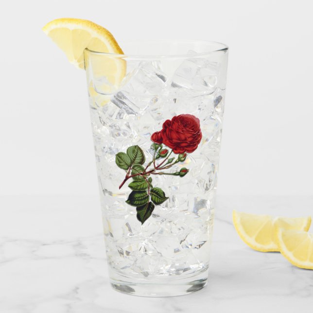 Red Long Stem Rose Glas (Vorderseite Ice)