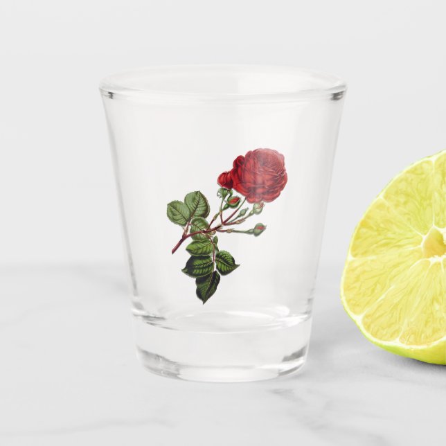 Red Long Stem Rose Schnapsglas (Vorderseite)