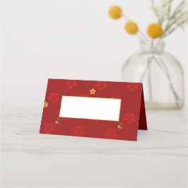 Red Lotus Blume Muster Hochzeitgeklappte Platzkart Platzkarte