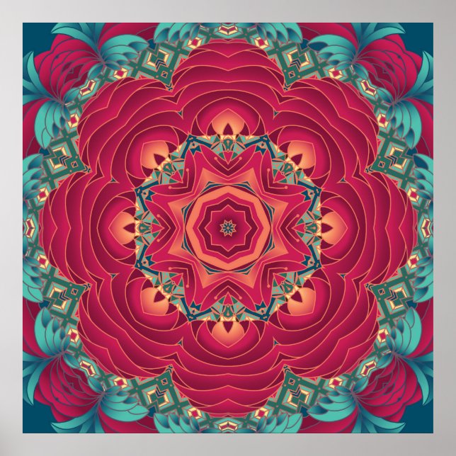 Red Lotus Mandala Poster (Vorne)