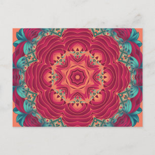 Red Lotus Mandala Postkarte