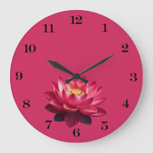 Red Lotus Wall Clock Große Wanduhr