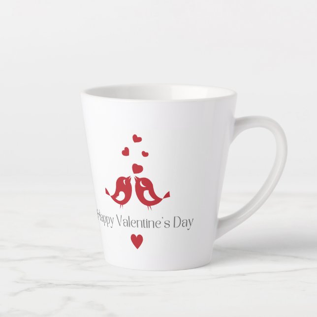 Red Love Birds Valentine's Mug – Classic Romantic  Milchtasse (Rechts)