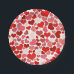Red Love Hearts Mosaic Pattern Pappteller<br><div class="desc">Red and pink heart mosaic pattern.</div>
