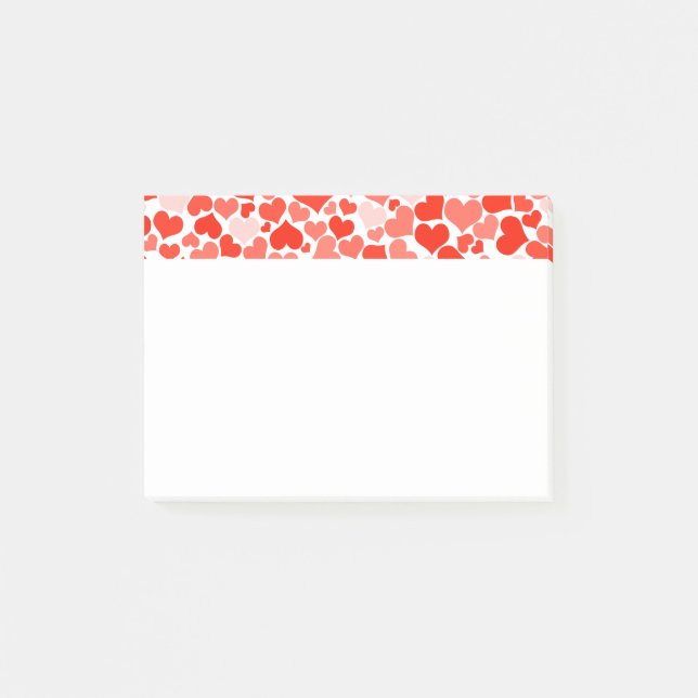 Red Love Hearts Post-it Klebezettel (Vorderseite)