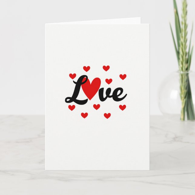 Red Love Hearts Valentine Card Karte (Vorderseite)
