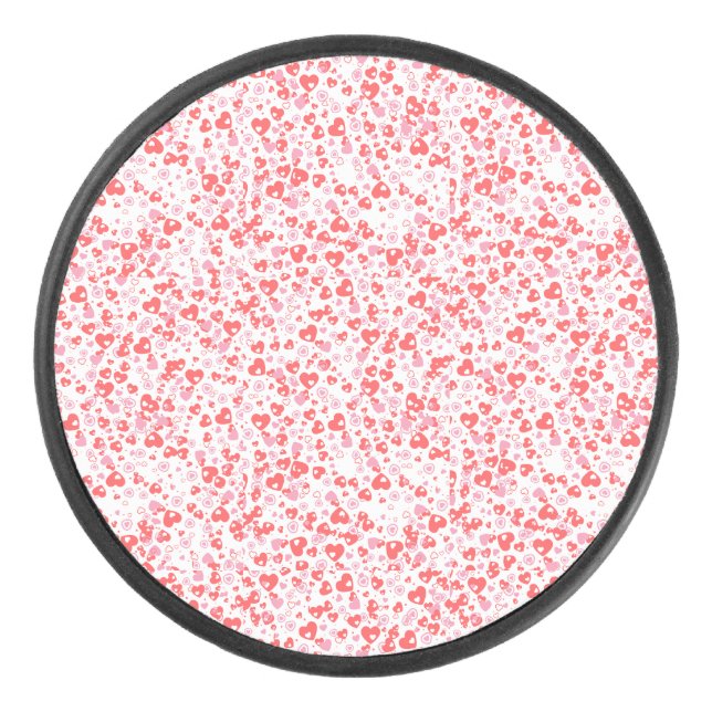 Red Love Hearts – Valentine Collection Eishockey Puck (Vorderseite)