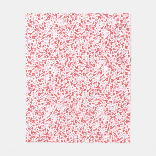Red Love Hearts – Valentine Collection Fleecedecke (Vorderseite)