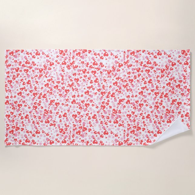 Red Love Hearts – Valentine Collection Strandtuch (Vorderseite)