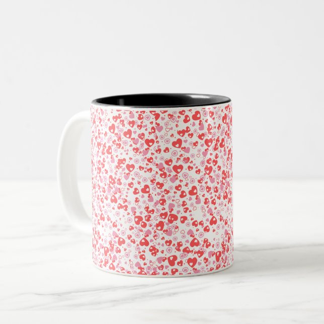 Red Love Hearts – Valentine Collection Zweifarbige Tasse (Vorderseite Links)