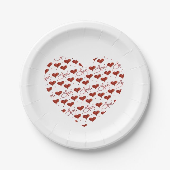 Red Love Party Plates Pappteller (Vorderseite)