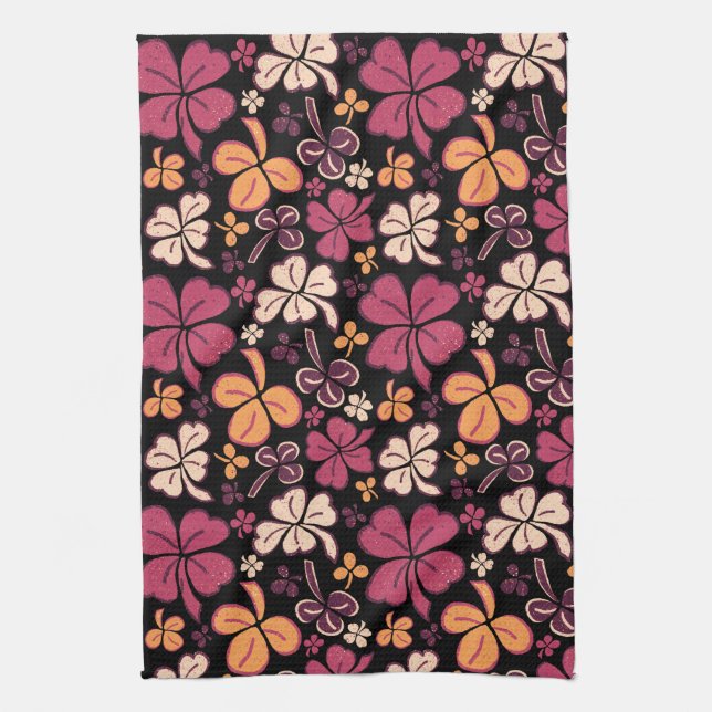 Red Lucky Kleeblatt Clover St Patrick`s Day Geschirrtuch (Vertikal)