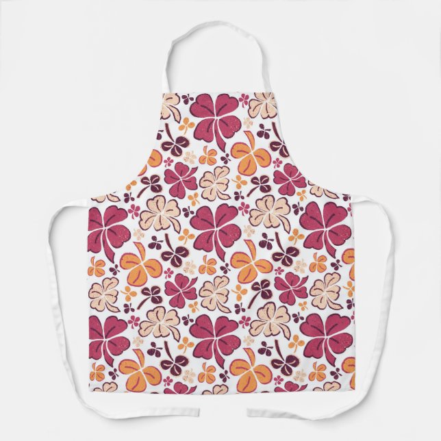 Red Lucky Kleeblatts Clover St Patrick`s Day Apro Schürze (Vorderseite)