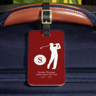 Red Luggage Tag für einen Golfer-Mann Gepäckanhänger