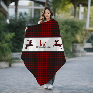 Red Lumberjack Kariert Deh Monogram Fleecedecke