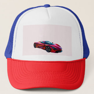 Red Luxe Sports Car - Modernes Supercar Design Truckerkappe