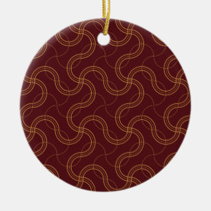 Red Luxury Wavy Stripes Muster Keramik Ornament