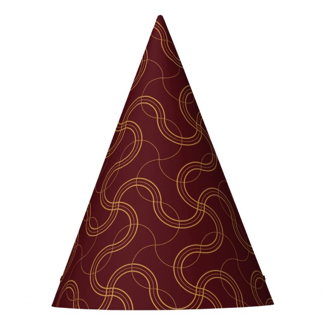 Red Luxury Wavy Stripes Muster Partyhütchen (Vorderseite)