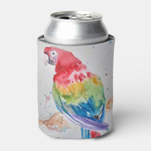 Red Macaw Papagei Bird Watercolor Art Design Dosenkühler