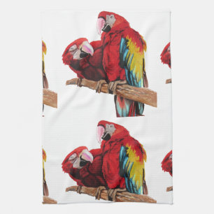 Red Macaw Parrots Macaws Aquarell Küche Geschirrtuch